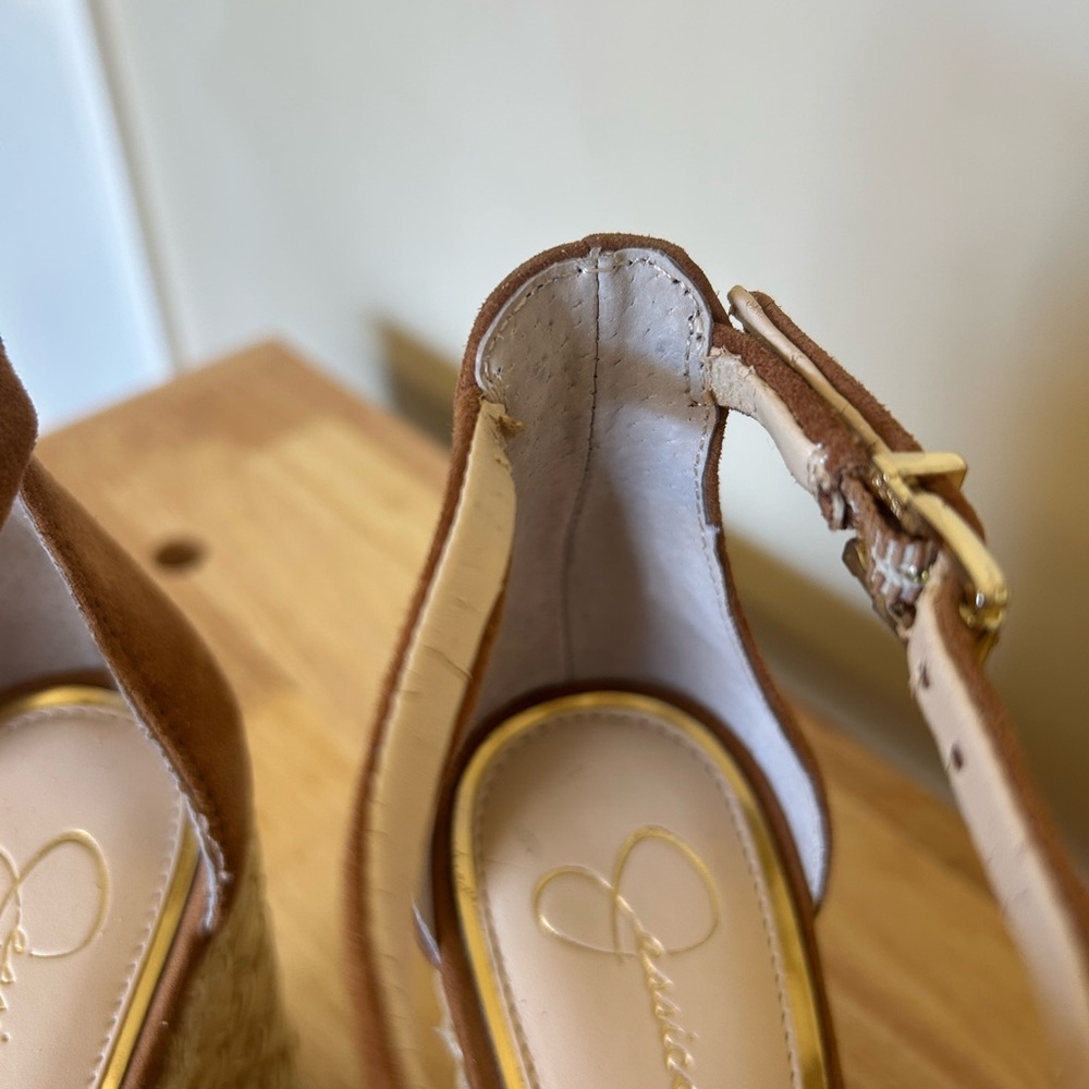 Jessica Simpson Tan Suede Wedge Sandals - Picture 7 of 7
